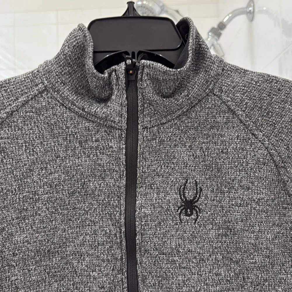 Spyder Quarter Zip Gray Black Jacket Size Medium